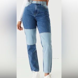 Pacsun 90s inspired boyfriend carpenter patchwork style blue jeans Size 24